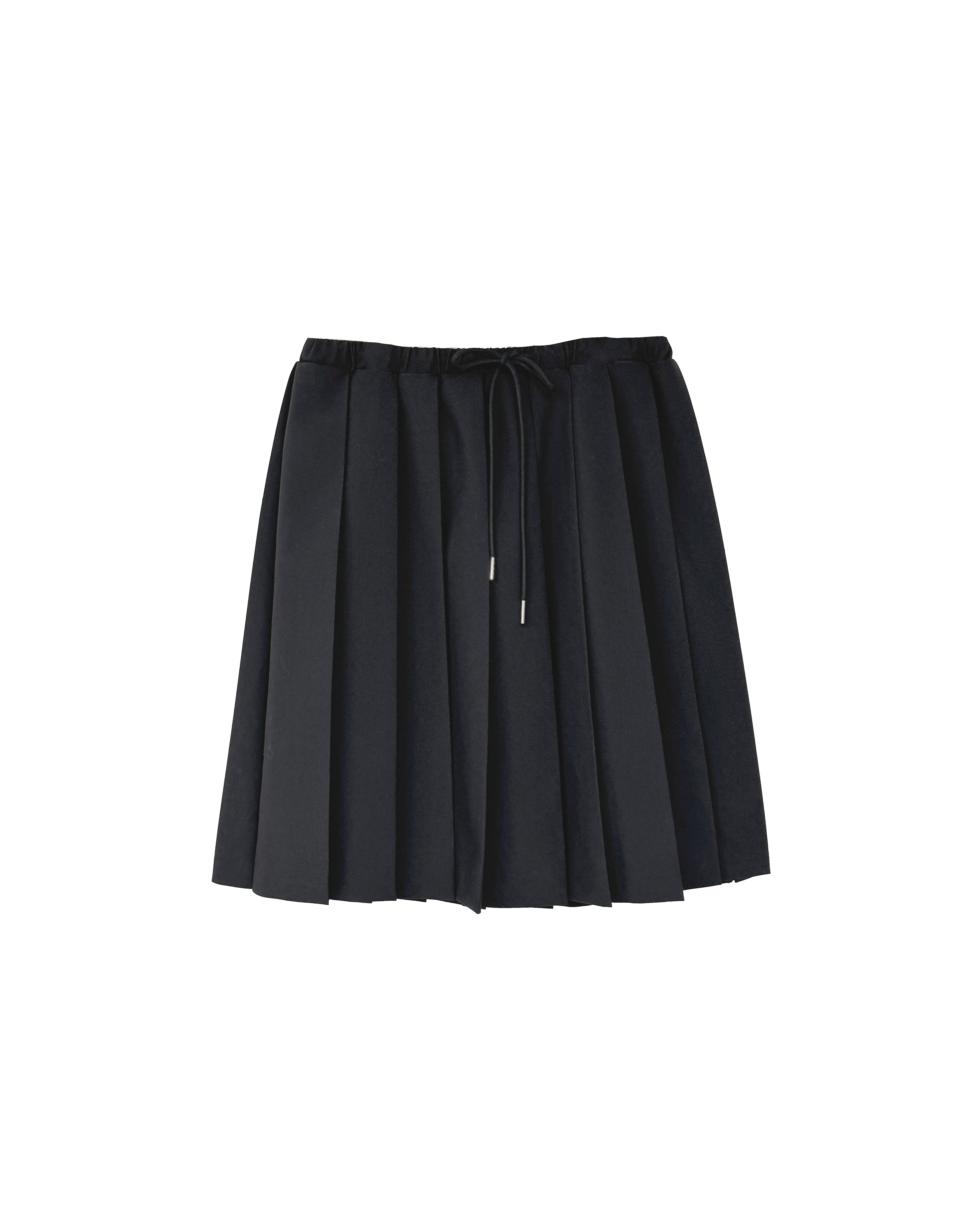 束繩橡筋百褶短裙