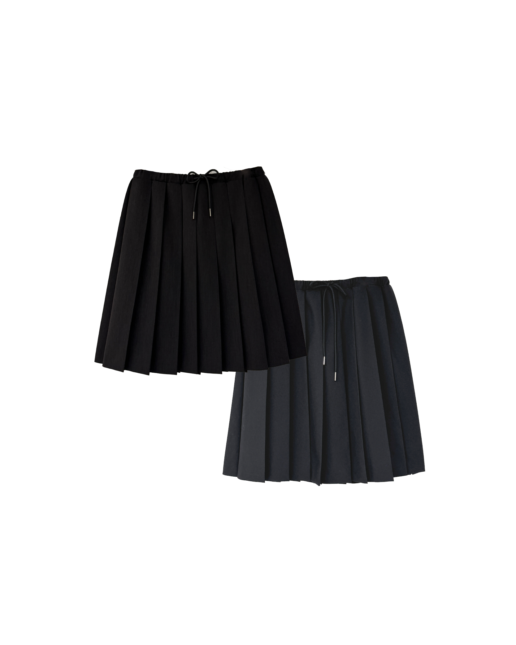 束繩橡筋百褶短裙