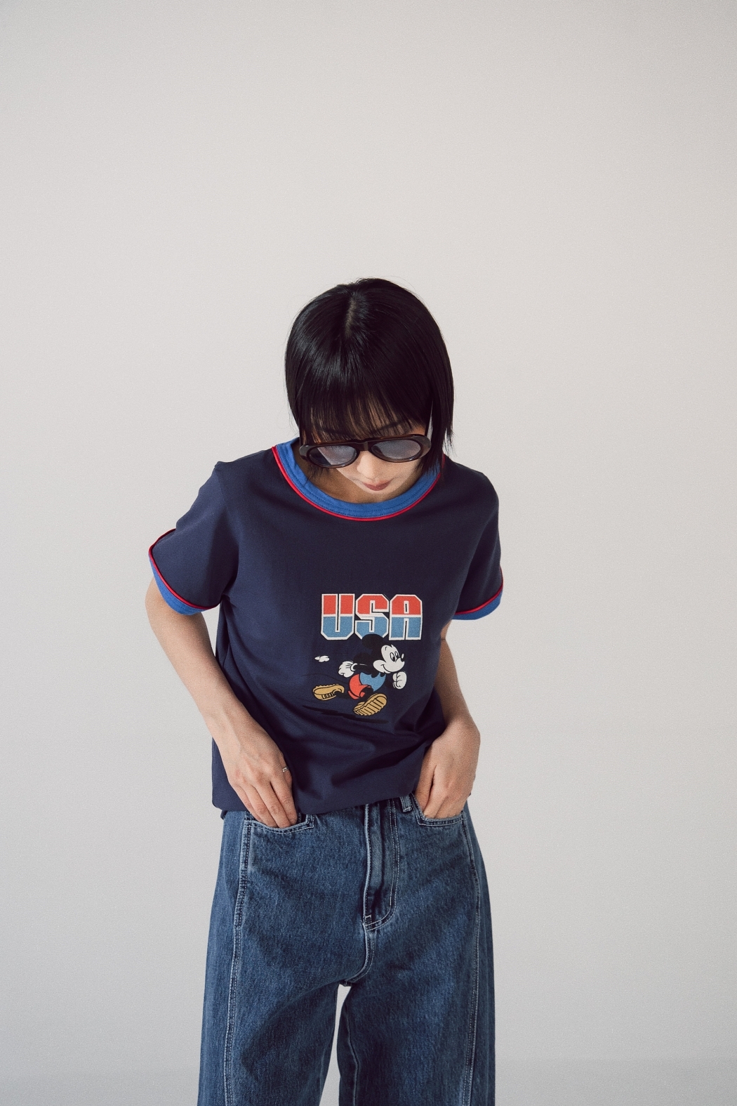 美式米奇撞色短踢