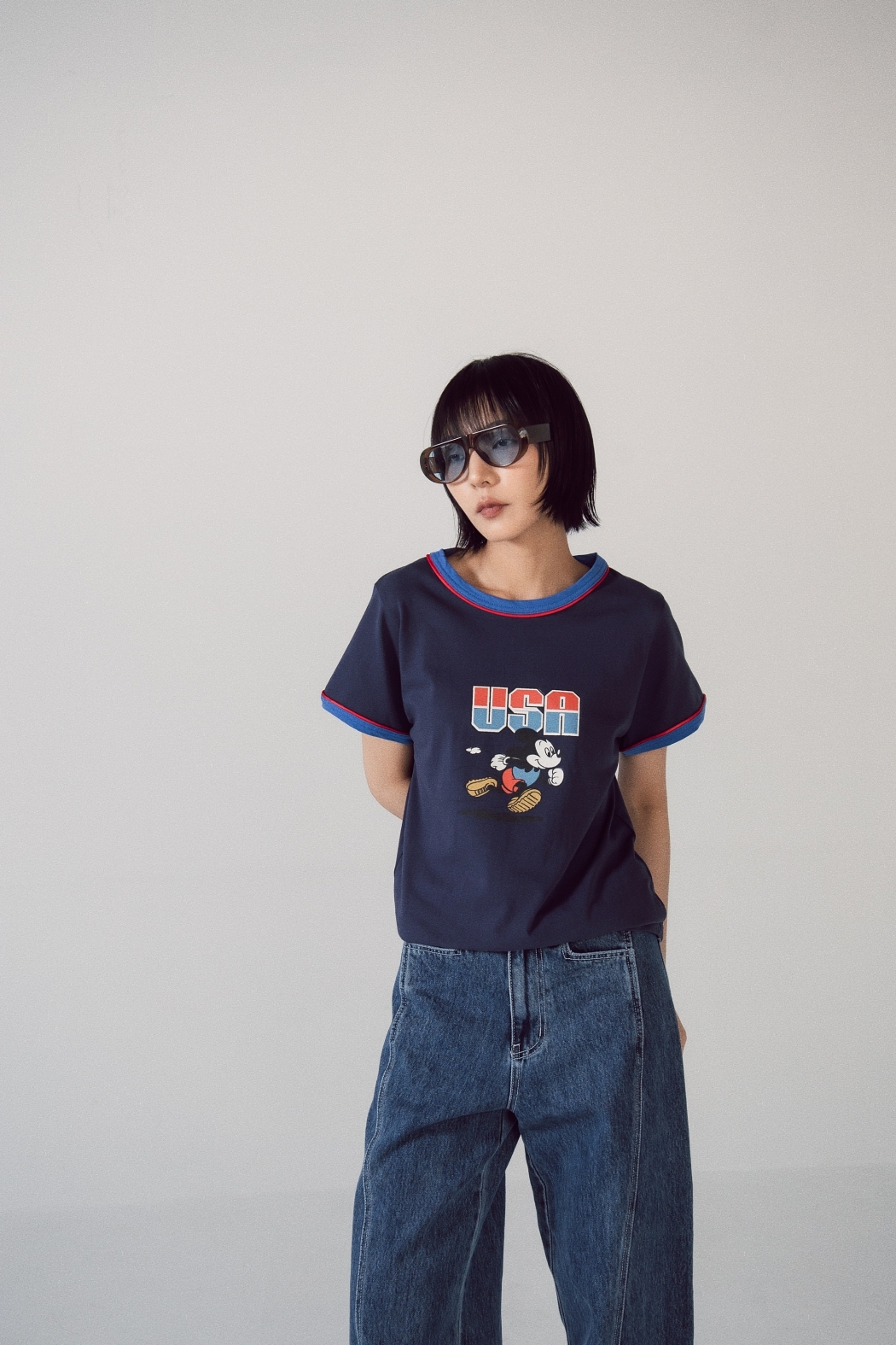 美式米奇撞色短踢