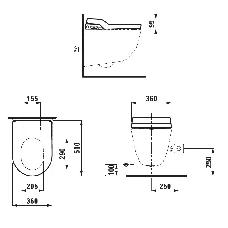 Laufen "Cleanet Pro 2.0" 8.9188.6.000.000.1 Shower toilet seat and cover, with remote control