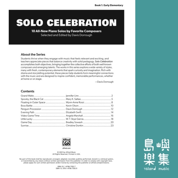Solo Celebration, Book 1 10 All-New Piano Solos by Favorite Composers