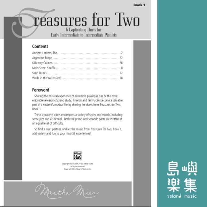 Treasures for Two, Book 1 Piano Duet (1 Piano, 4 Hands) Book