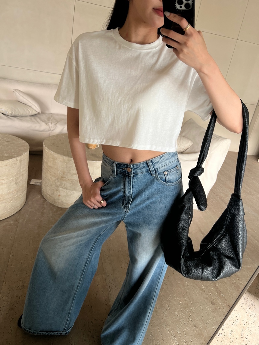 基礎軟素面短版上衣*4色