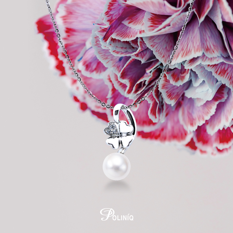 天然珍珠「幸運草」925純銀項墜+贈白鋼項鍊-PWSNP0021