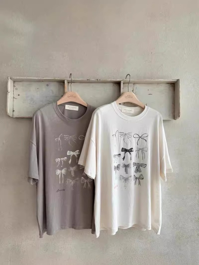 蝴蝶結塗鴉短T|大人