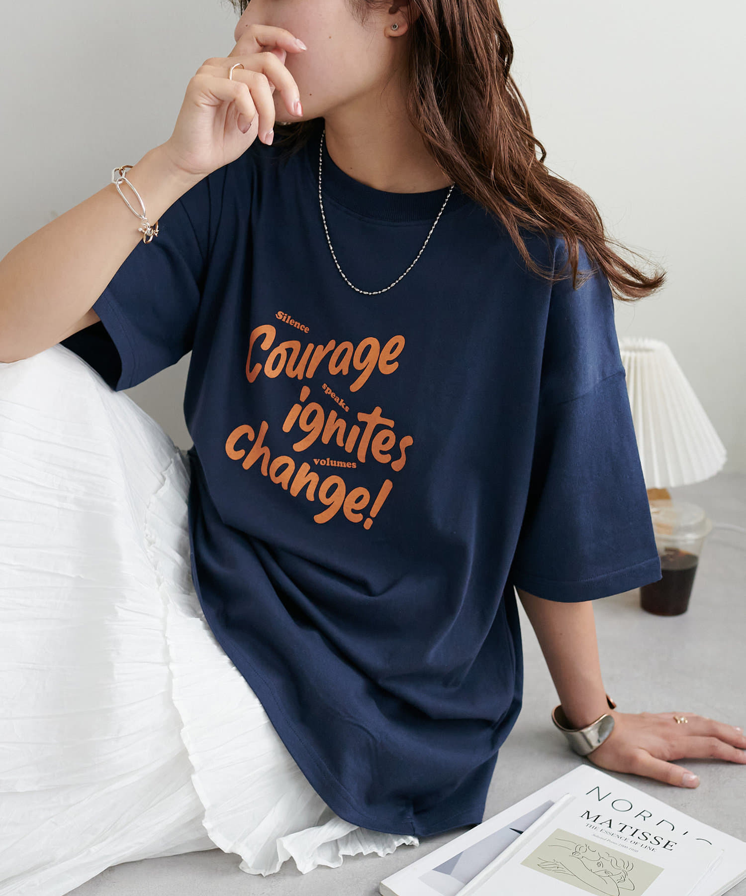 DISCOAT(ディスコート)  【WEB限定】COURAGEビッグ半袖Tシャツ深藍（DCZ1051306A0060）