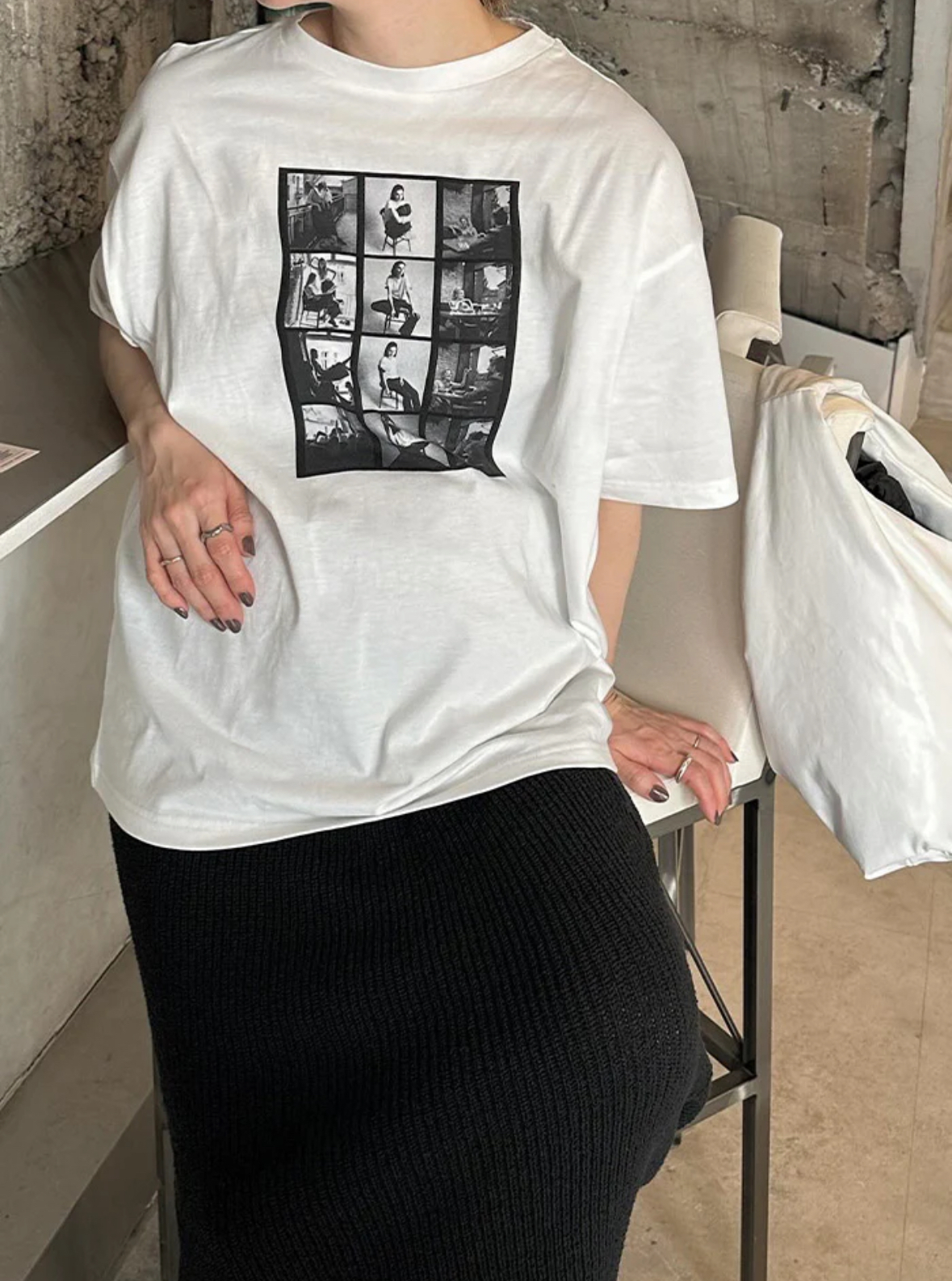 SELECT MOCA アソートプリントオーバーサイズTシャツ【by SON】白色款式3 Free Size（30001487）