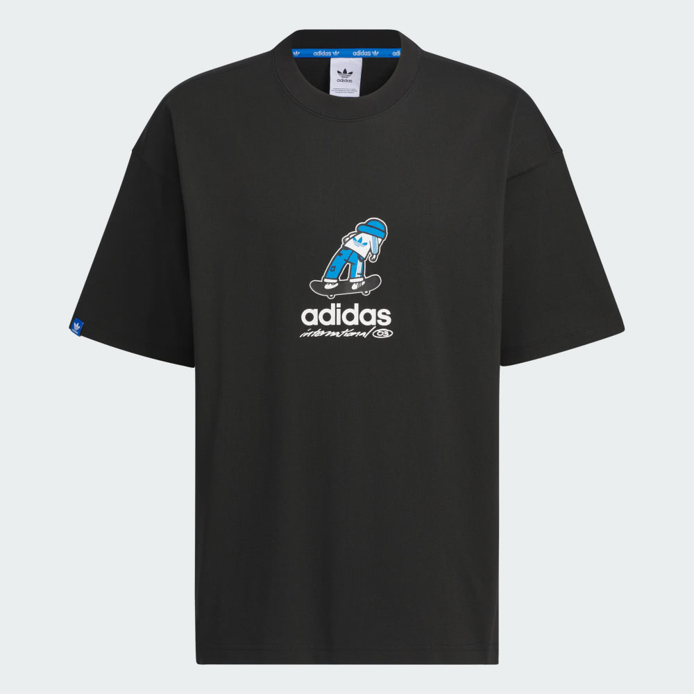 【 adidas CS TEE SS M 滑板塗鴉短TEE - 黑 】