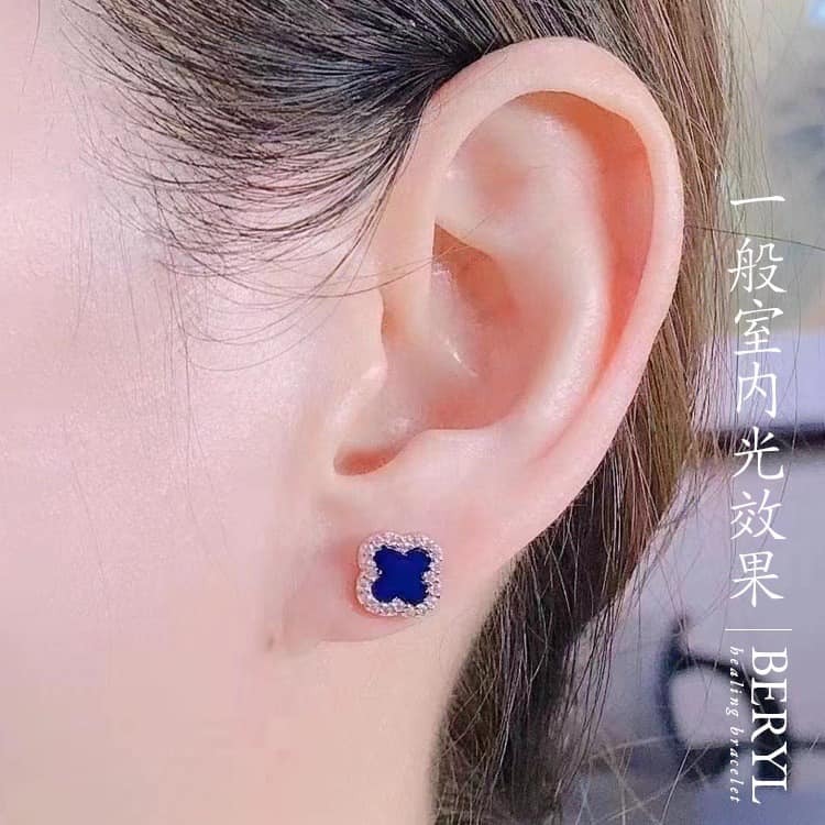 多明尼加藍珀幸運草耳環&項鍊