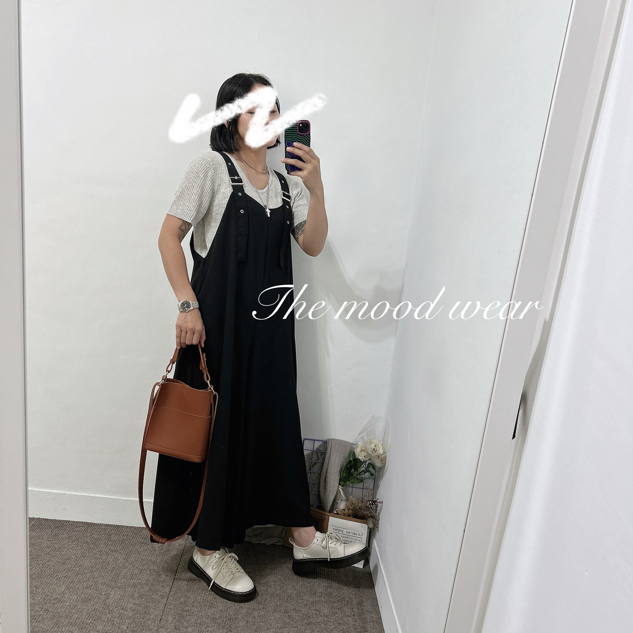 涼感雪紡連身吊帶寬褲裙