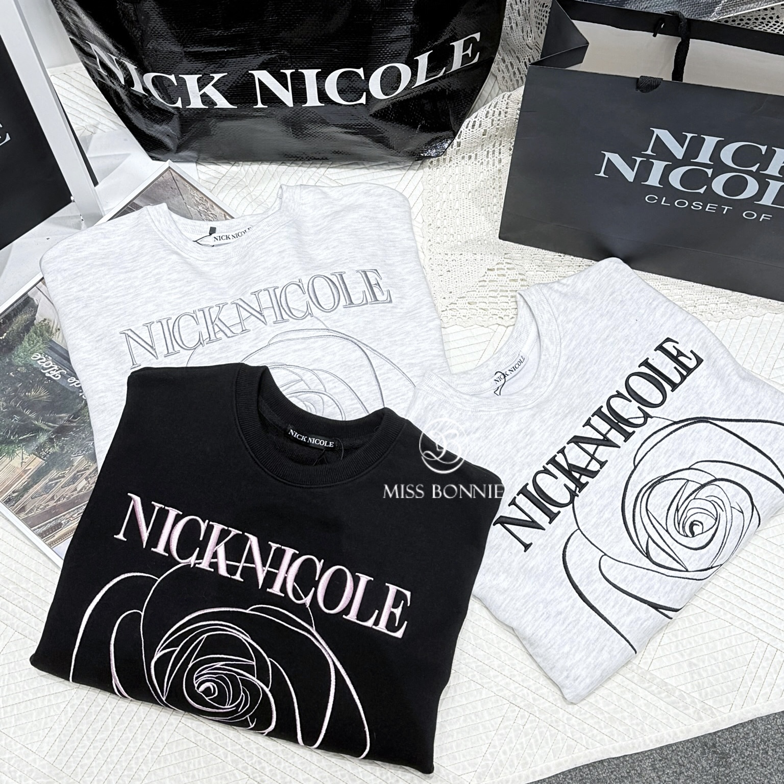 Nick Nicole滿版玫瑰長袖衛衣(共9色)