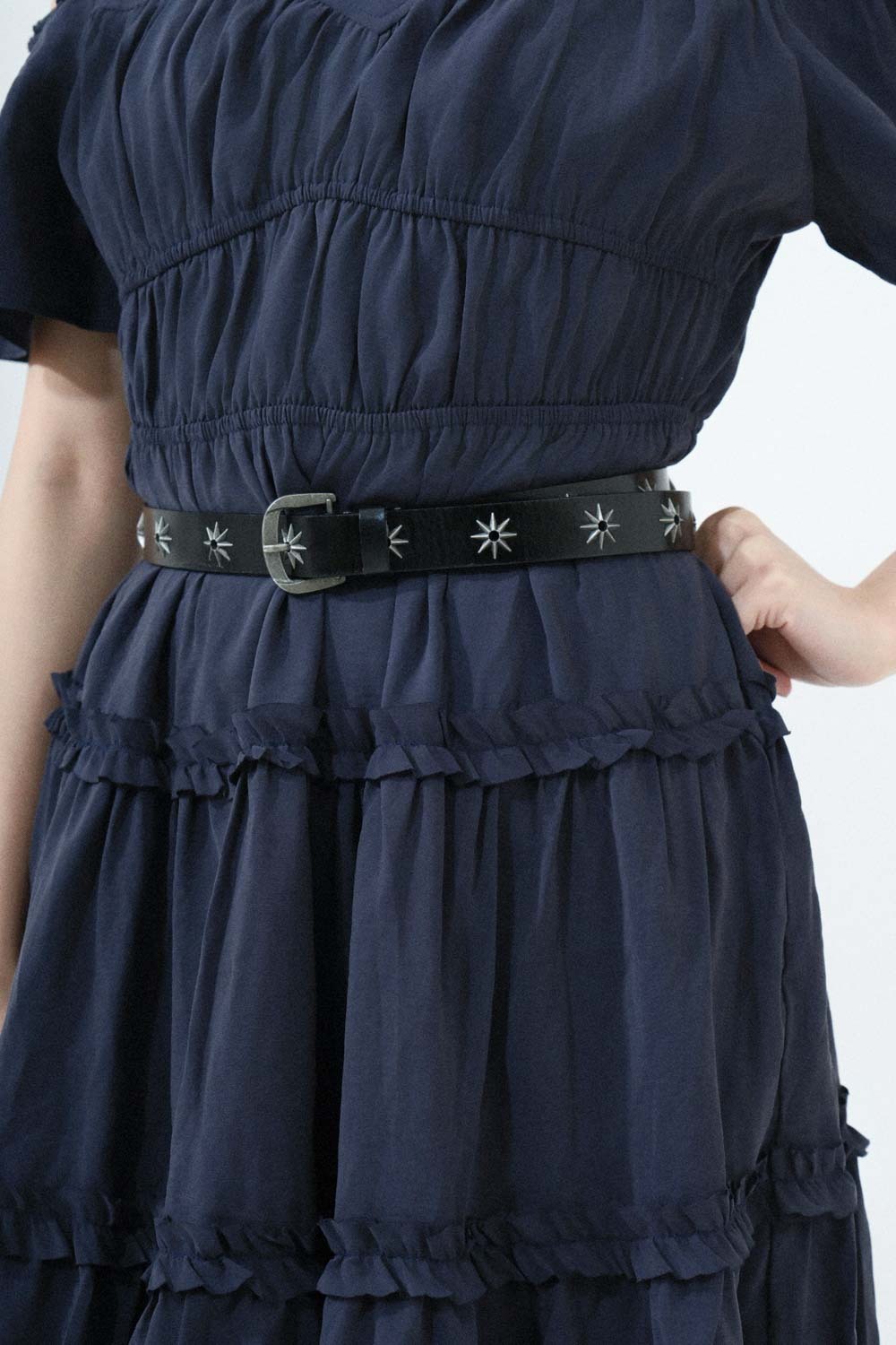 八角星圈扣皮腰帶 (現貨款式）