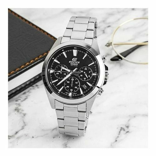 萬年鐘錶 - CASIO EDIFICE 系列  經典極簡三眼計時男錶 EFV-630D-1A 錶徑 : 43.9MM