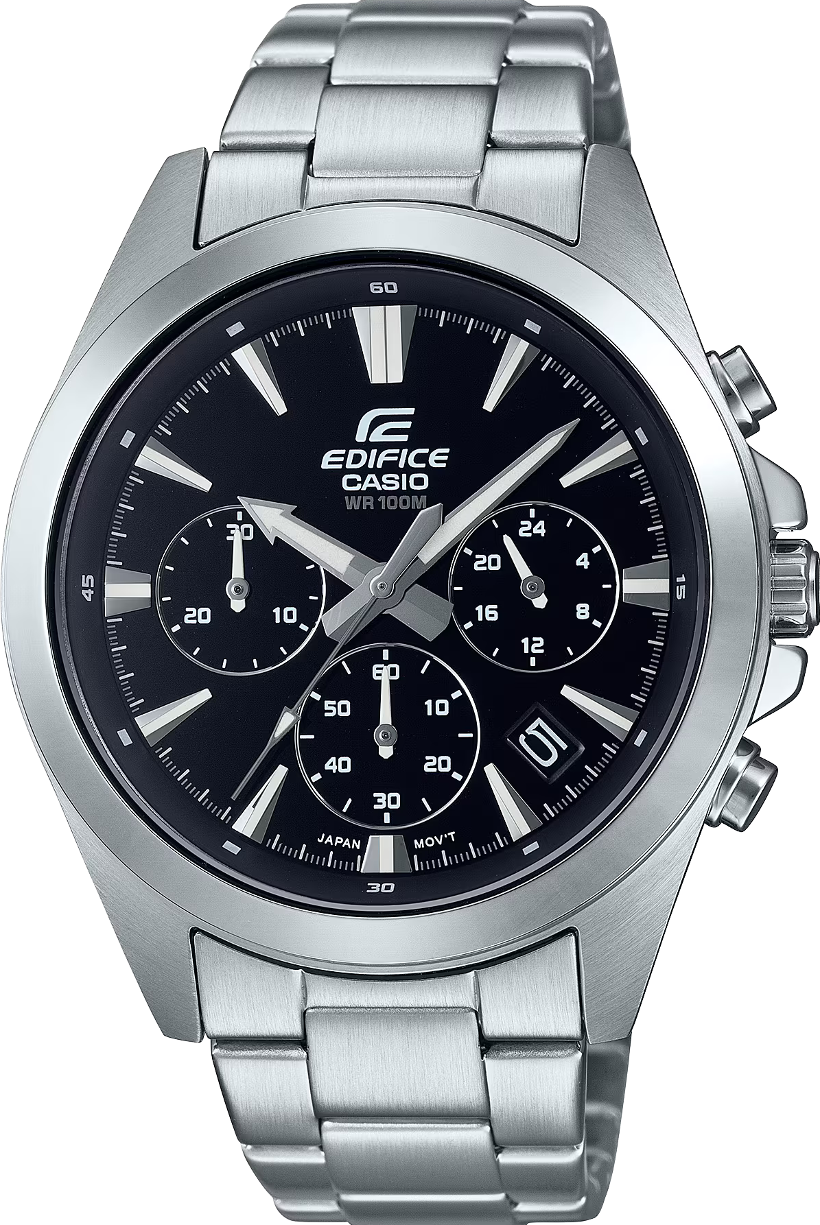 萬年鐘錶 - CASIO EDIFICE 系列  經典極簡三眼計時男錶 EFV-630D-1A 錶徑 : 43.9MM