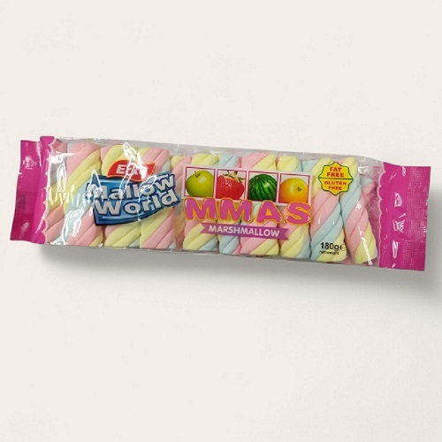 (Erko) Mallow World 扭紋彩虹橡皮夾心棉花糖 (180克/包)
