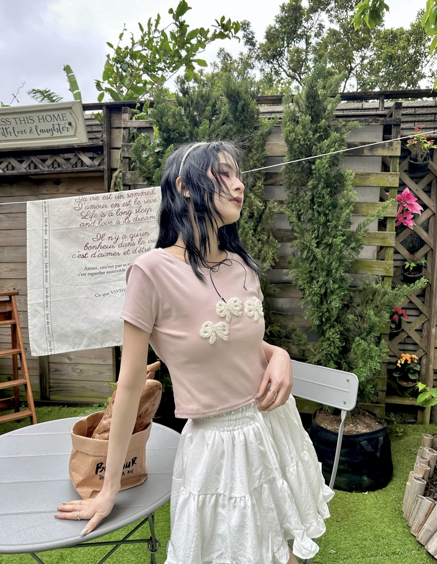 奶油色系毛巾刺繡短踢