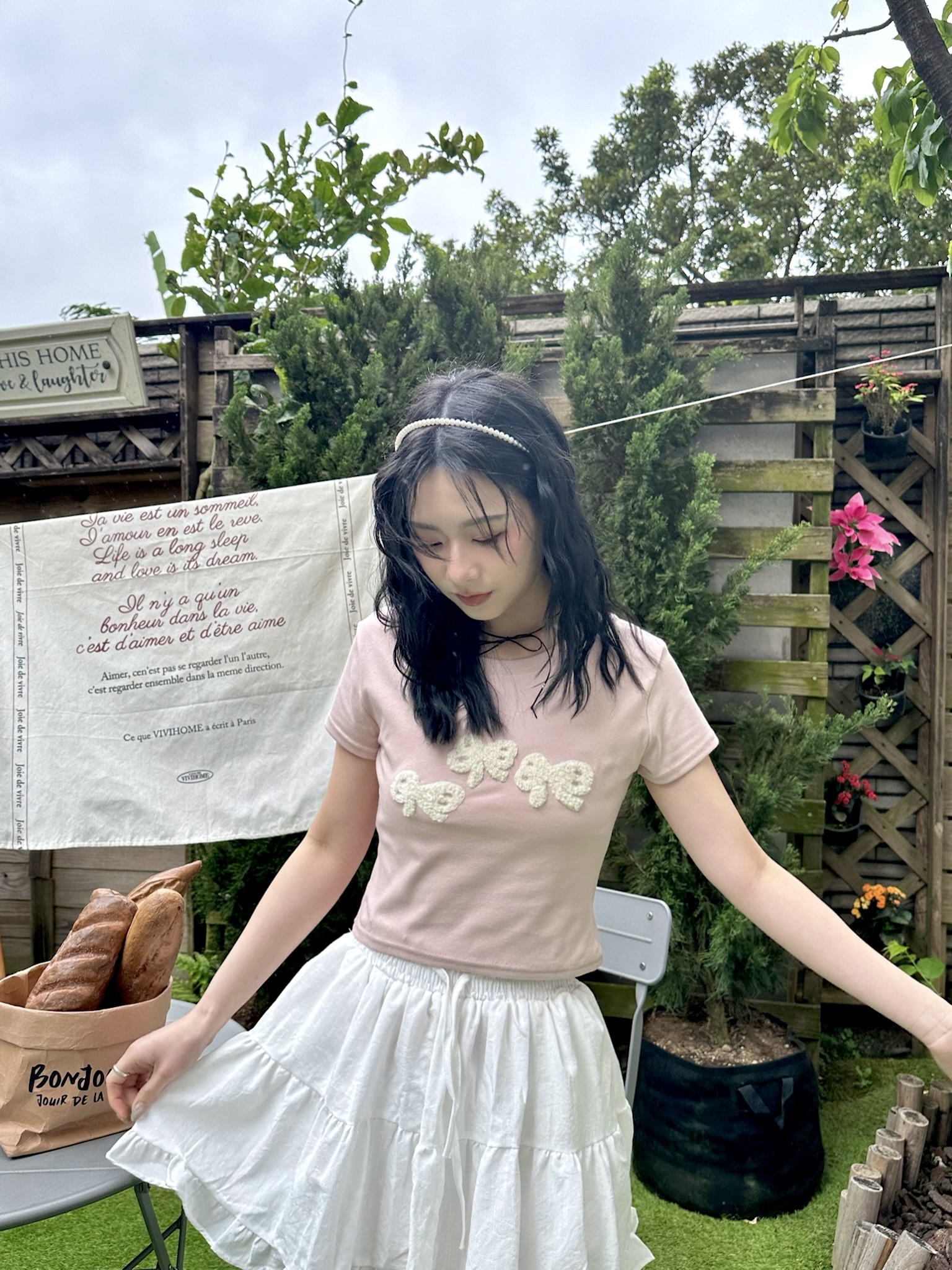 奶油色系毛巾刺繡短踢