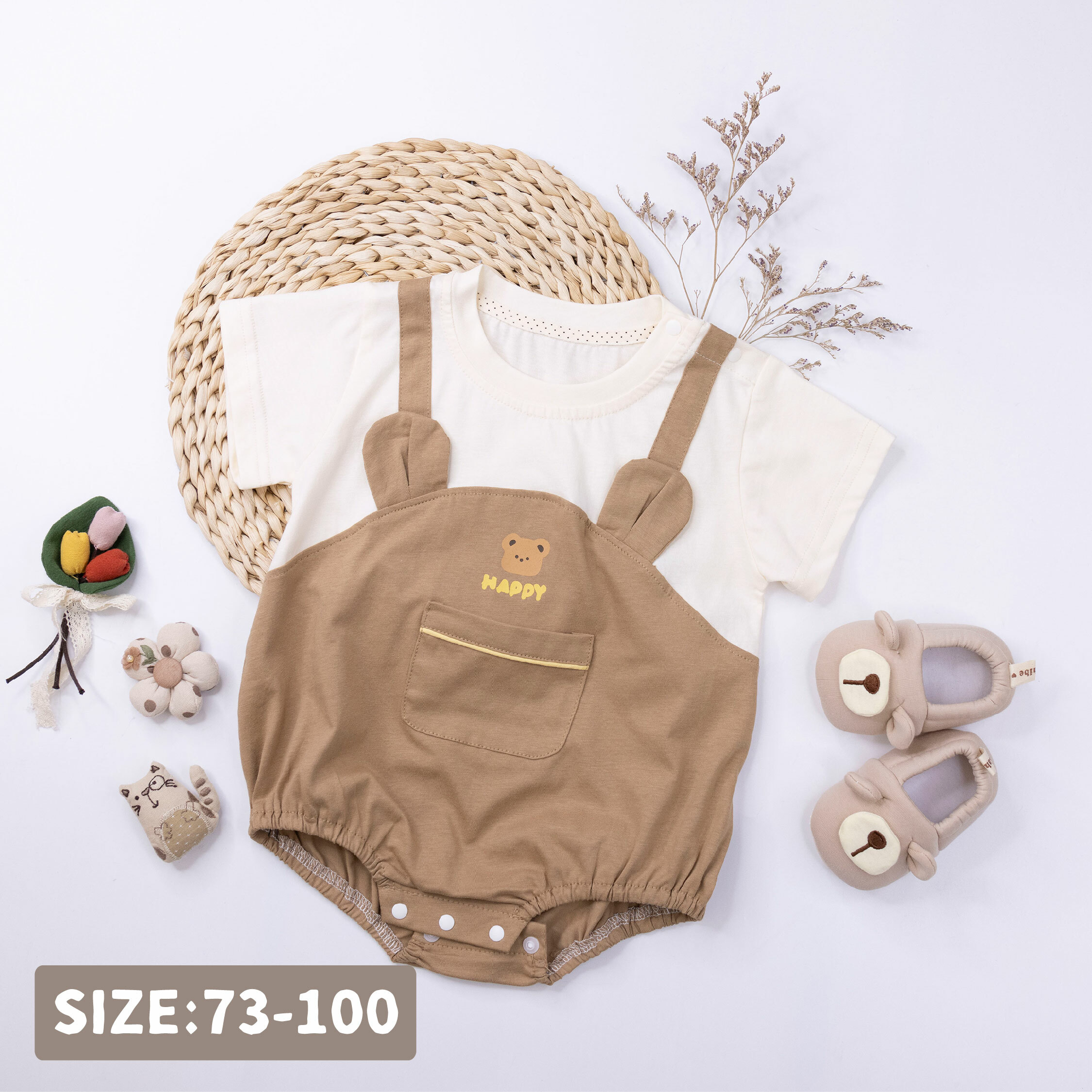 【JG0463】可愛熊熊百寶袋棉質包屁衣