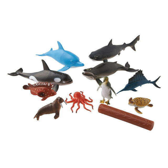【Smart Angel】Sea Life Figures Bucket Set (10 Sea Animals + 1 Log) 11-Piece Set (3Y+)