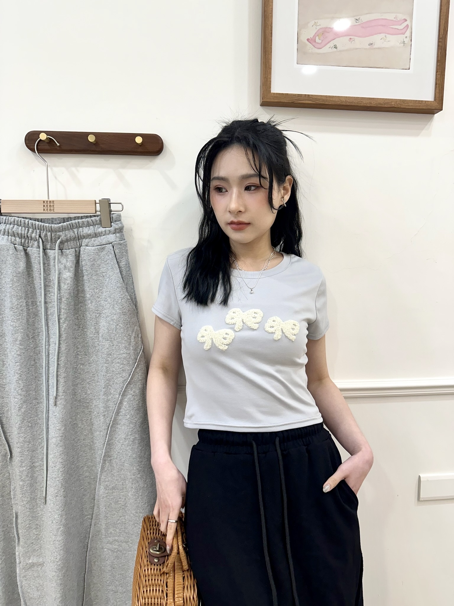 奶油色系毛巾刺繡短踢