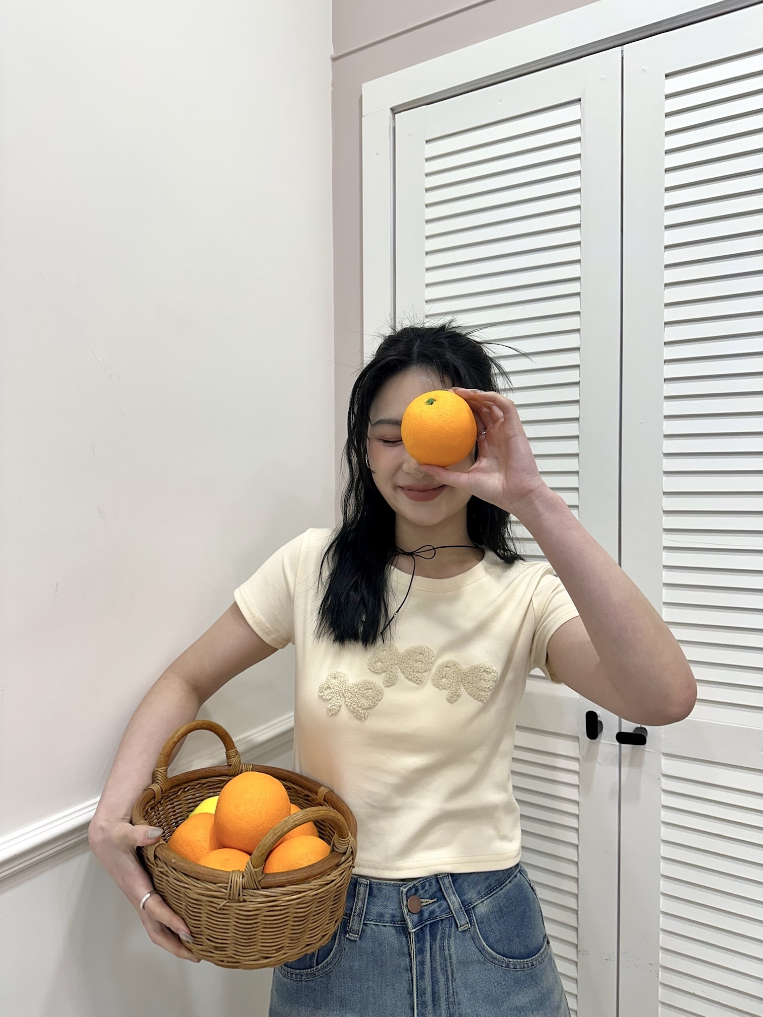 奶油色系毛巾刺繡短踢