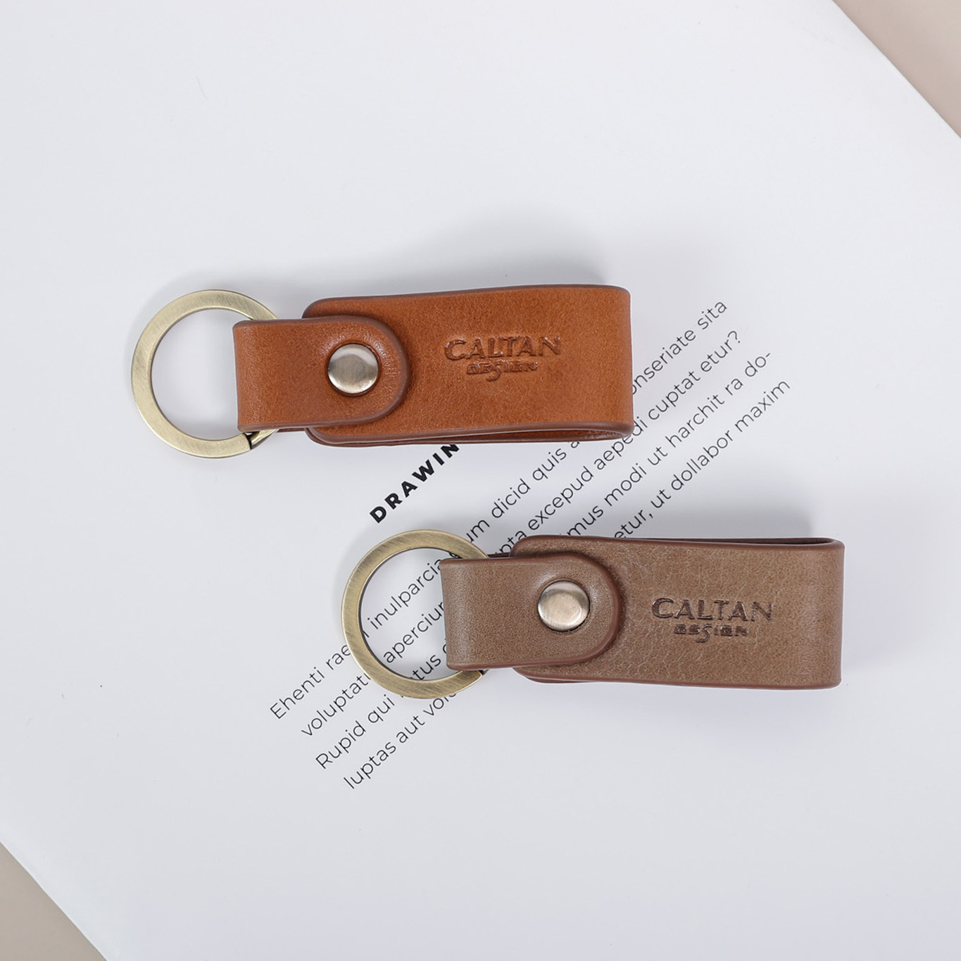 真皮短折鑰匙圈-七色(2218)