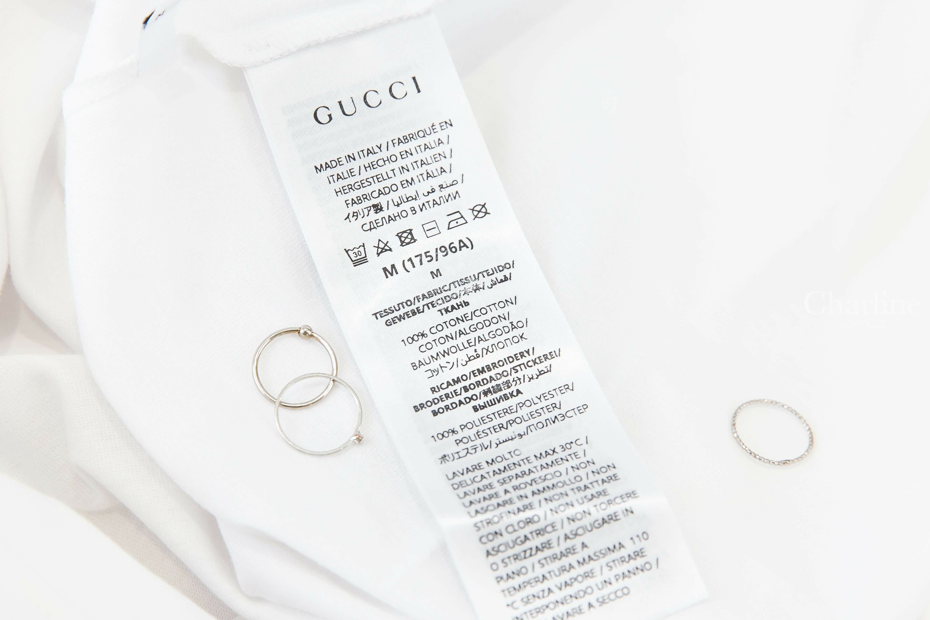 Gucci Cotton Jersey T-shirt 白色深藍刺繡GG短袖棉T-Charline Boutique 精品代購