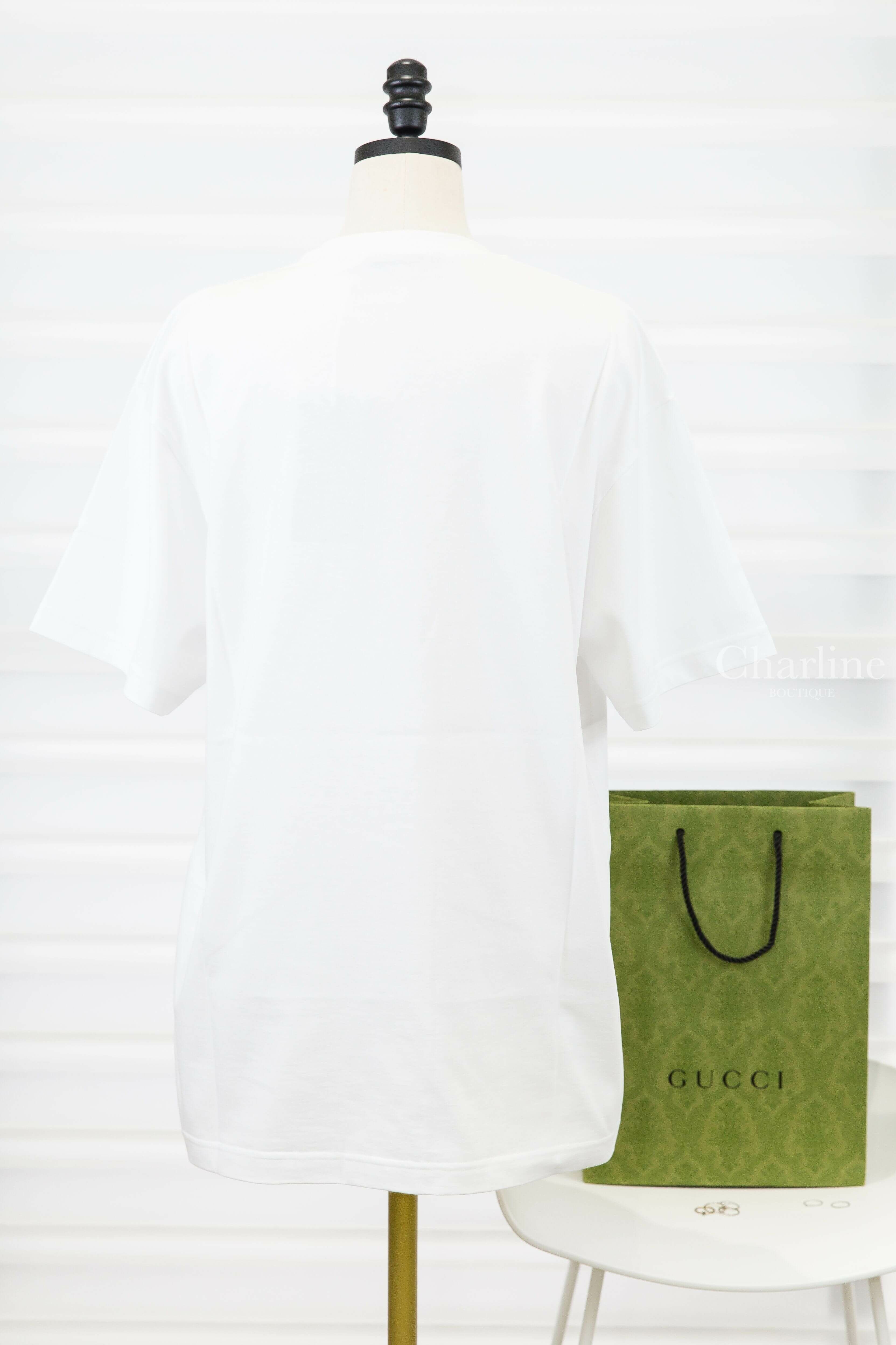Gucci Cotton Jersey T-shirt 白色深藍刺繡GG短袖棉T-Charline Boutique 精品代購