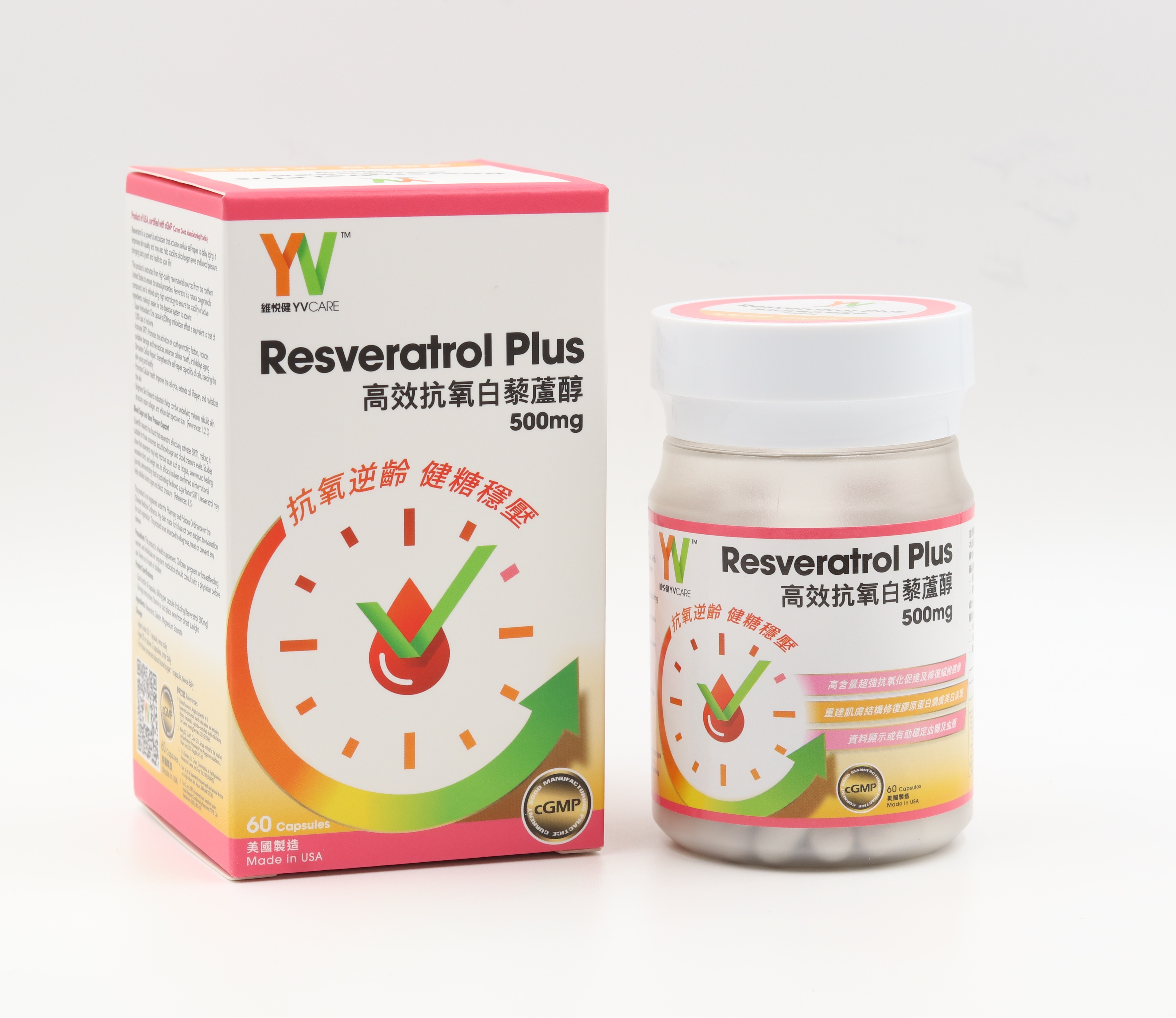 【新品上市】YVCARE 高效抗氧白藜蘆醇 500mg