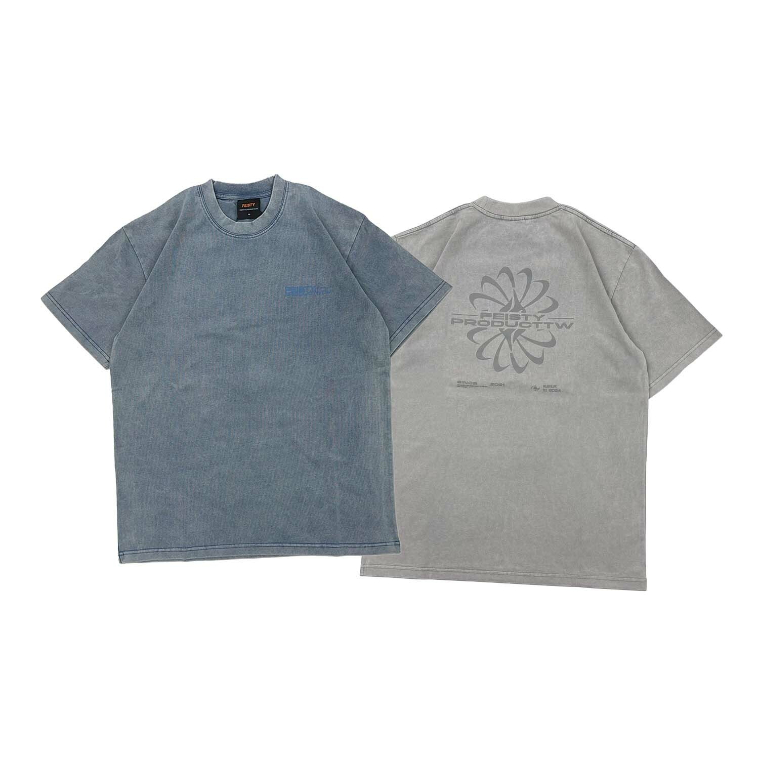 FEISTY HOMOCHROMY WASHED TEE 同色印刷水洗短袖 藍色 沙灰色 FS-US24-25 26 [台灣現貨]