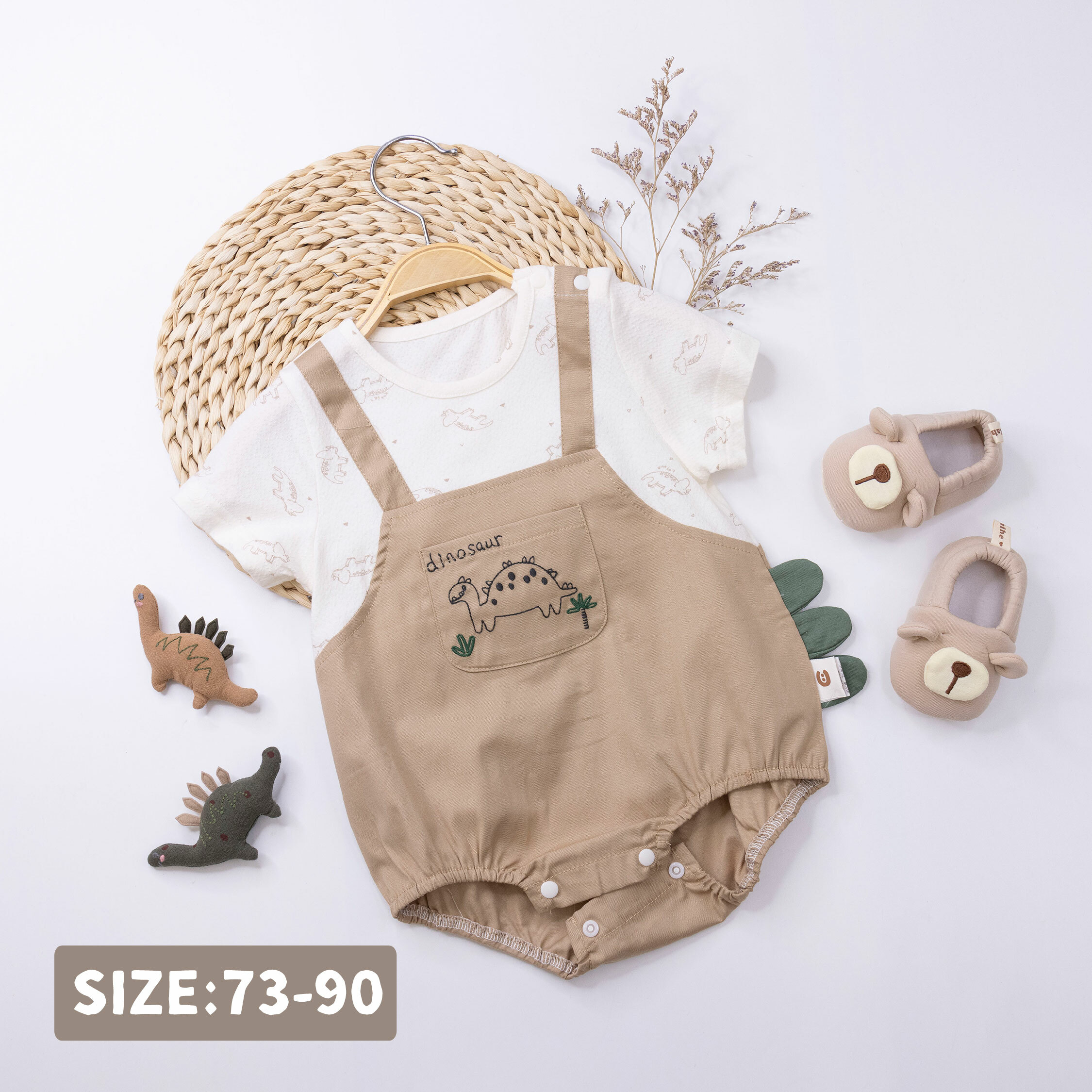 【JG0464】Q版恐龍公園假兩件包屁衣