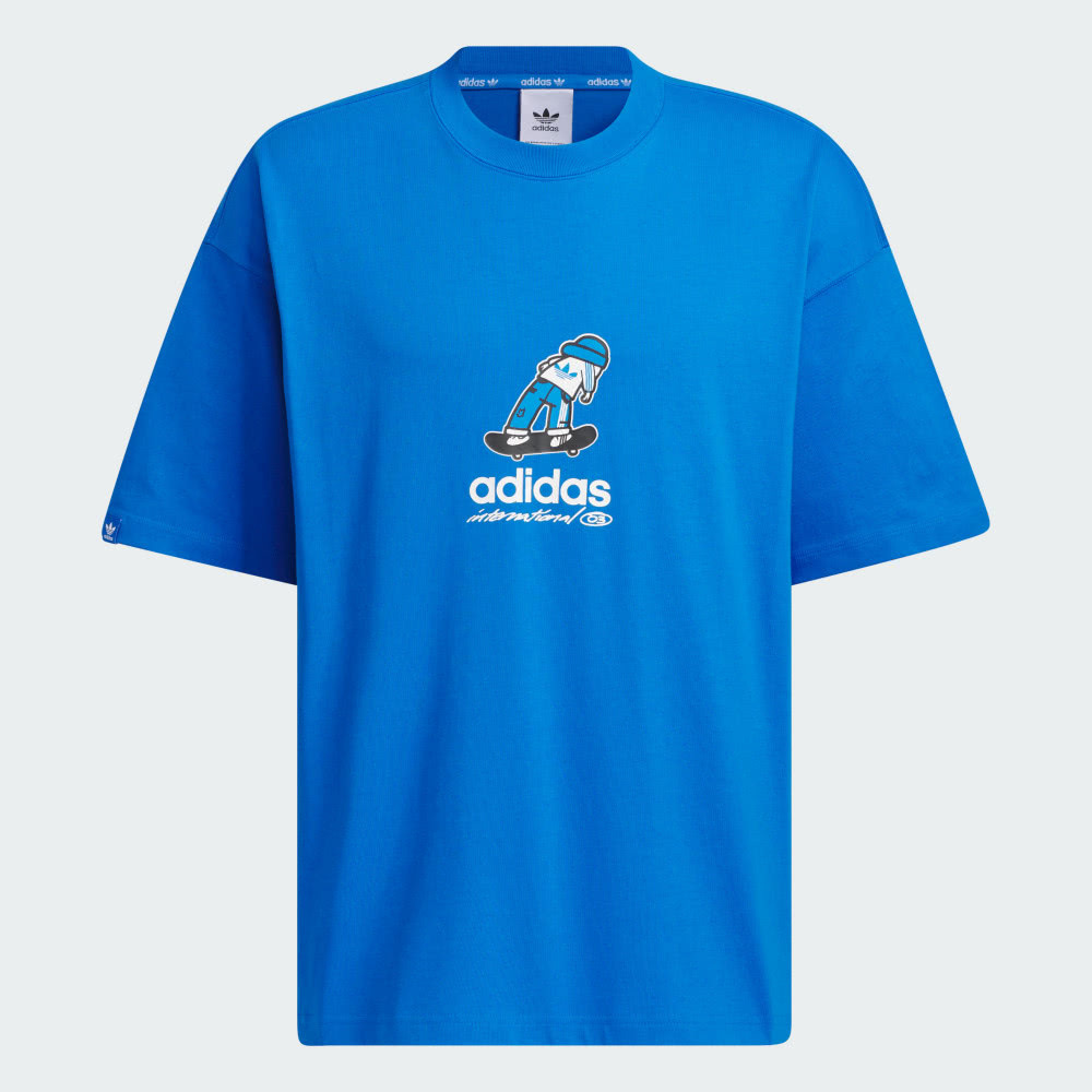 【 adidas CS TEE SS M 滑板塗鴉短TEE - 藍 】