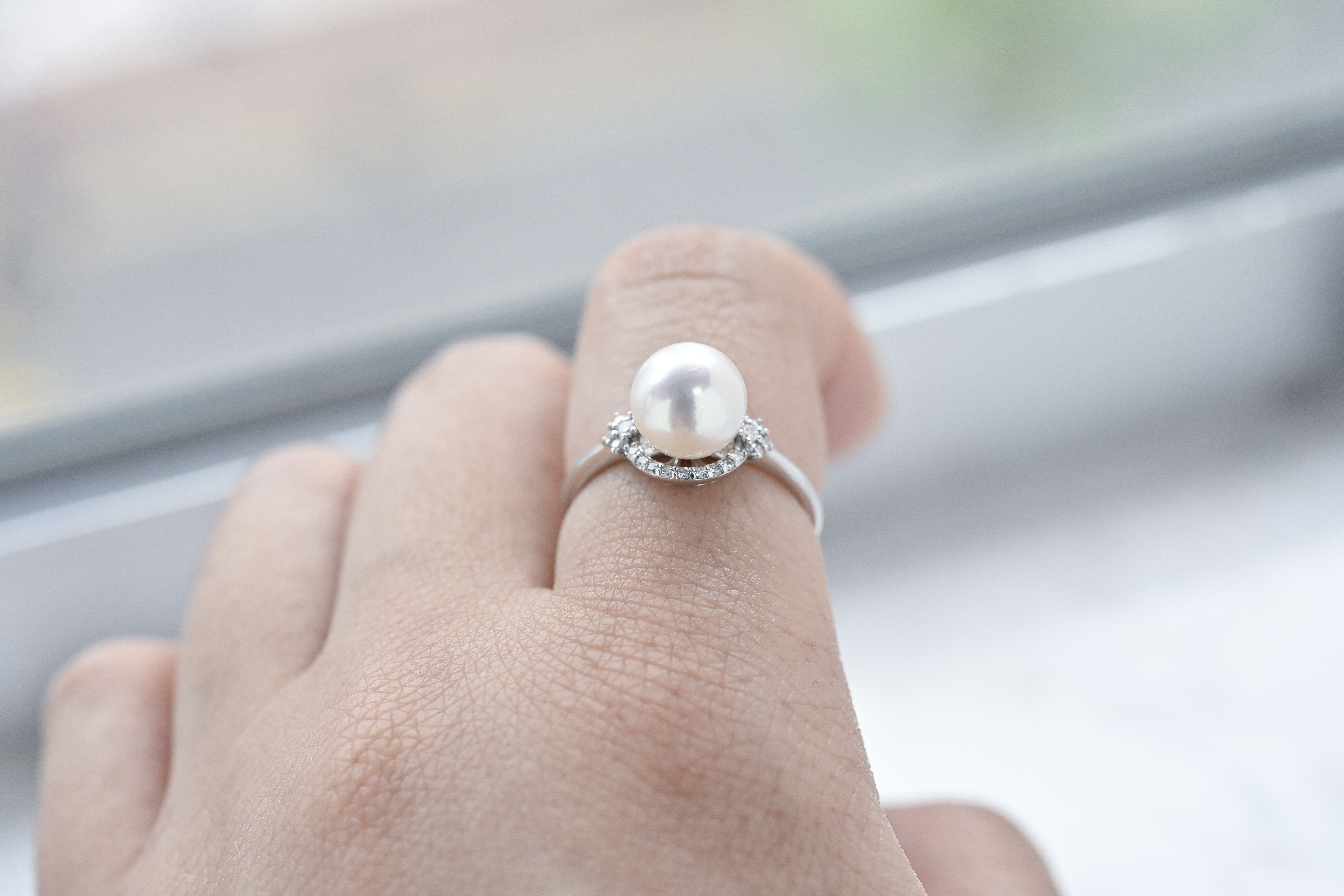 18K Akoya Pearl Diamond Ring