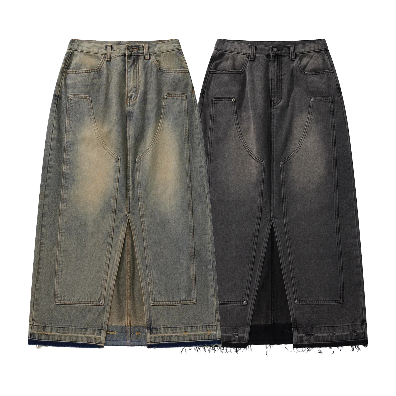 【車庫服飾】sense Double Knee Denim Full Skirts【L24-24】/ 水洗牛仔半截長裙