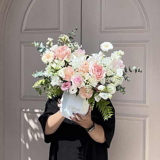 溫柔粉綠盆花 鮮花盆花 開幕花禮
