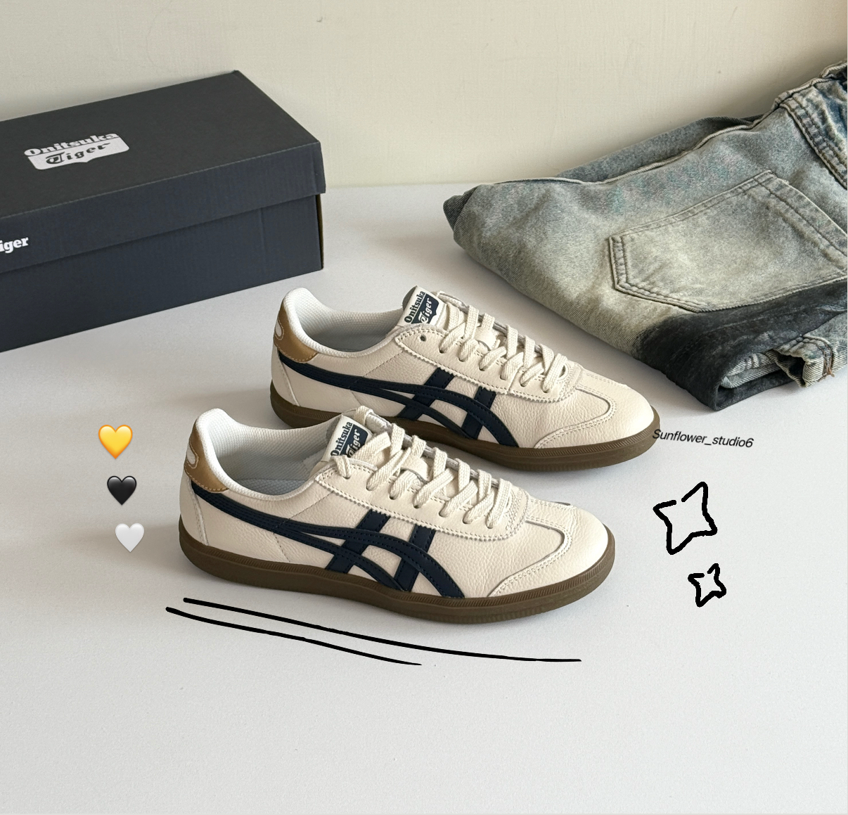 Onitsuka Tiger Tokuten 鬼塚虎金萱拿鐵米白色奶油色海軍藍焦糖