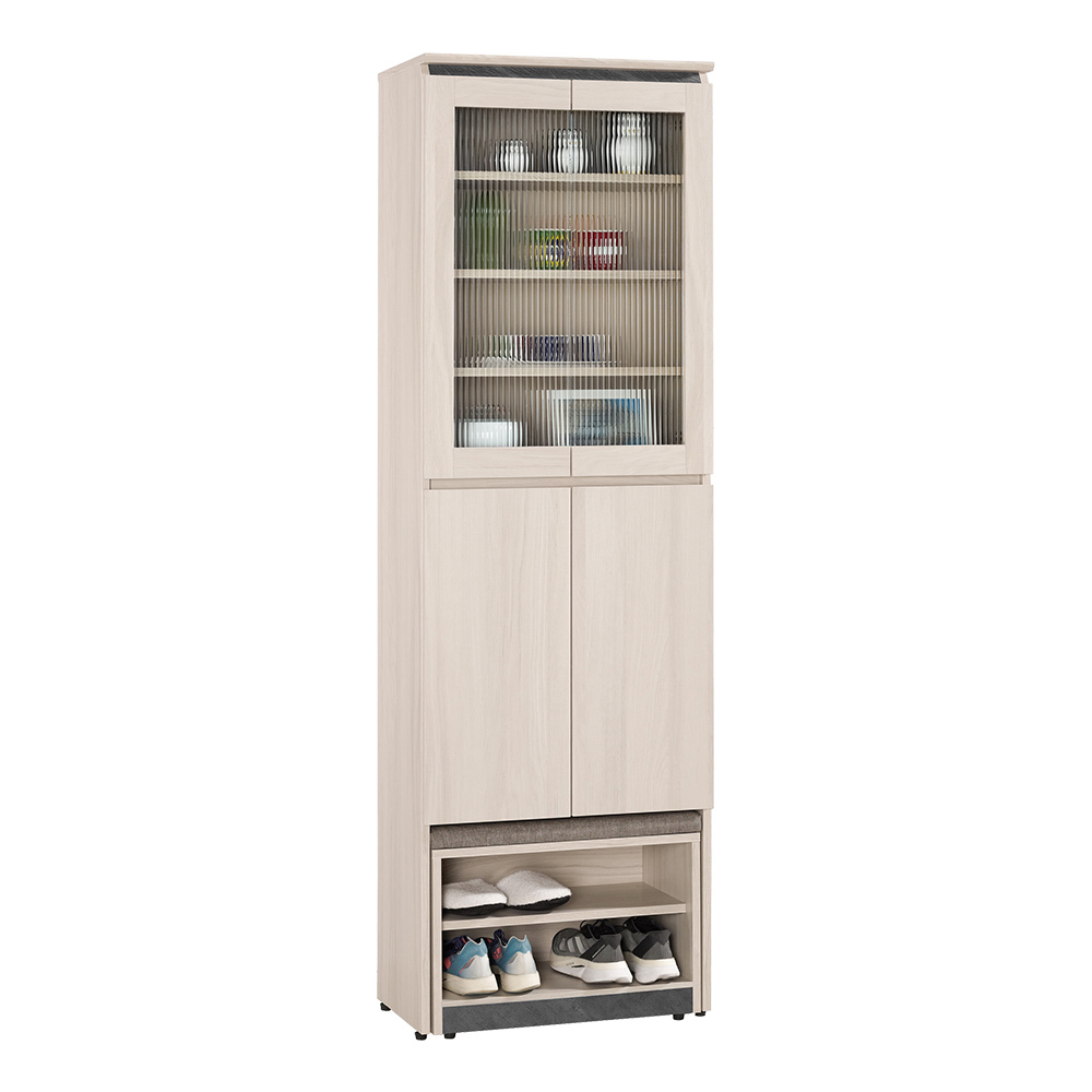 珊卓2尺長虹玻璃多功能高鞋櫃/玄關收納櫃/置物櫃(含坐式鞋櫃)