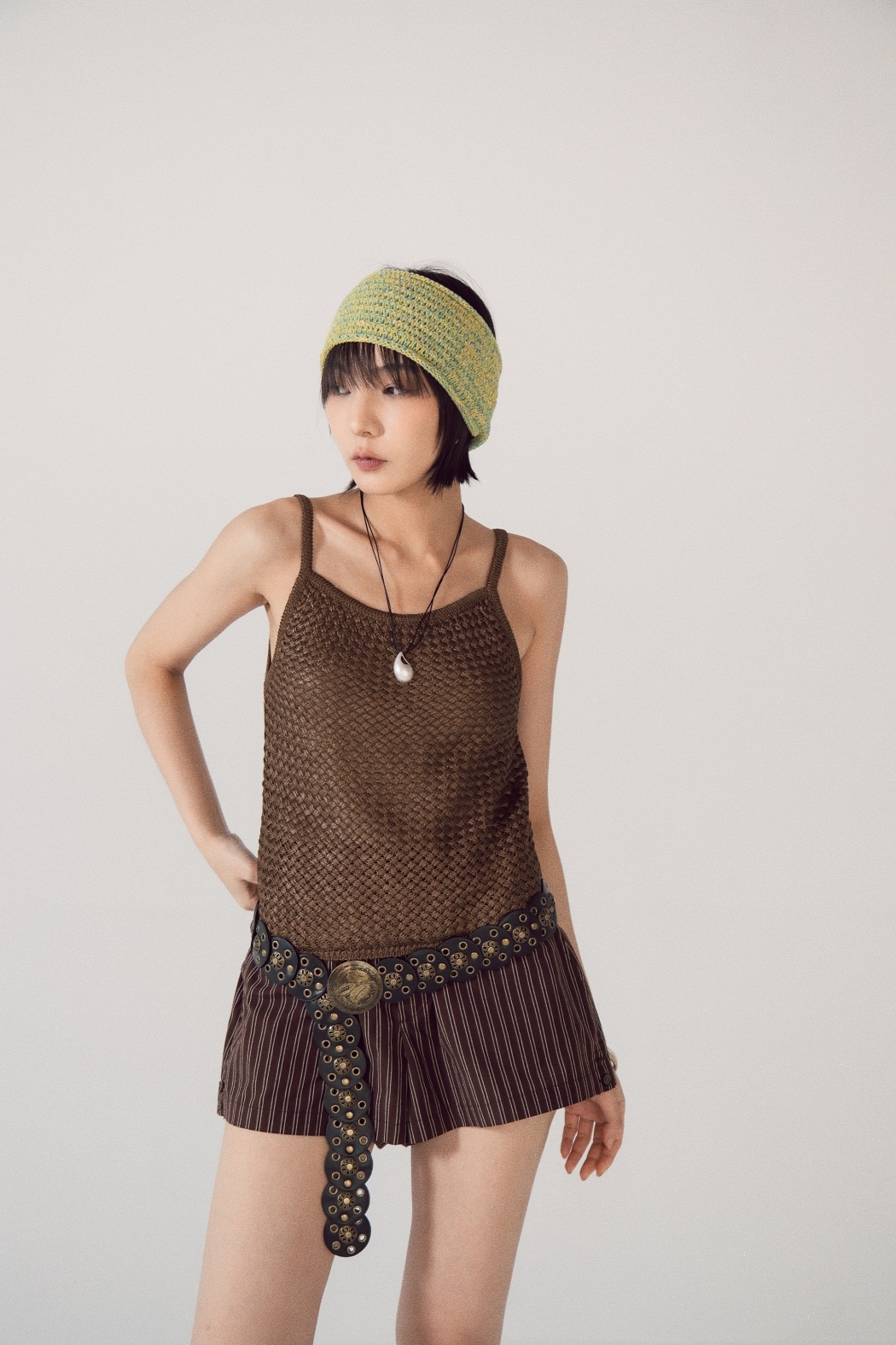【瑕疵】盛夏編織吊帶背心-深棕