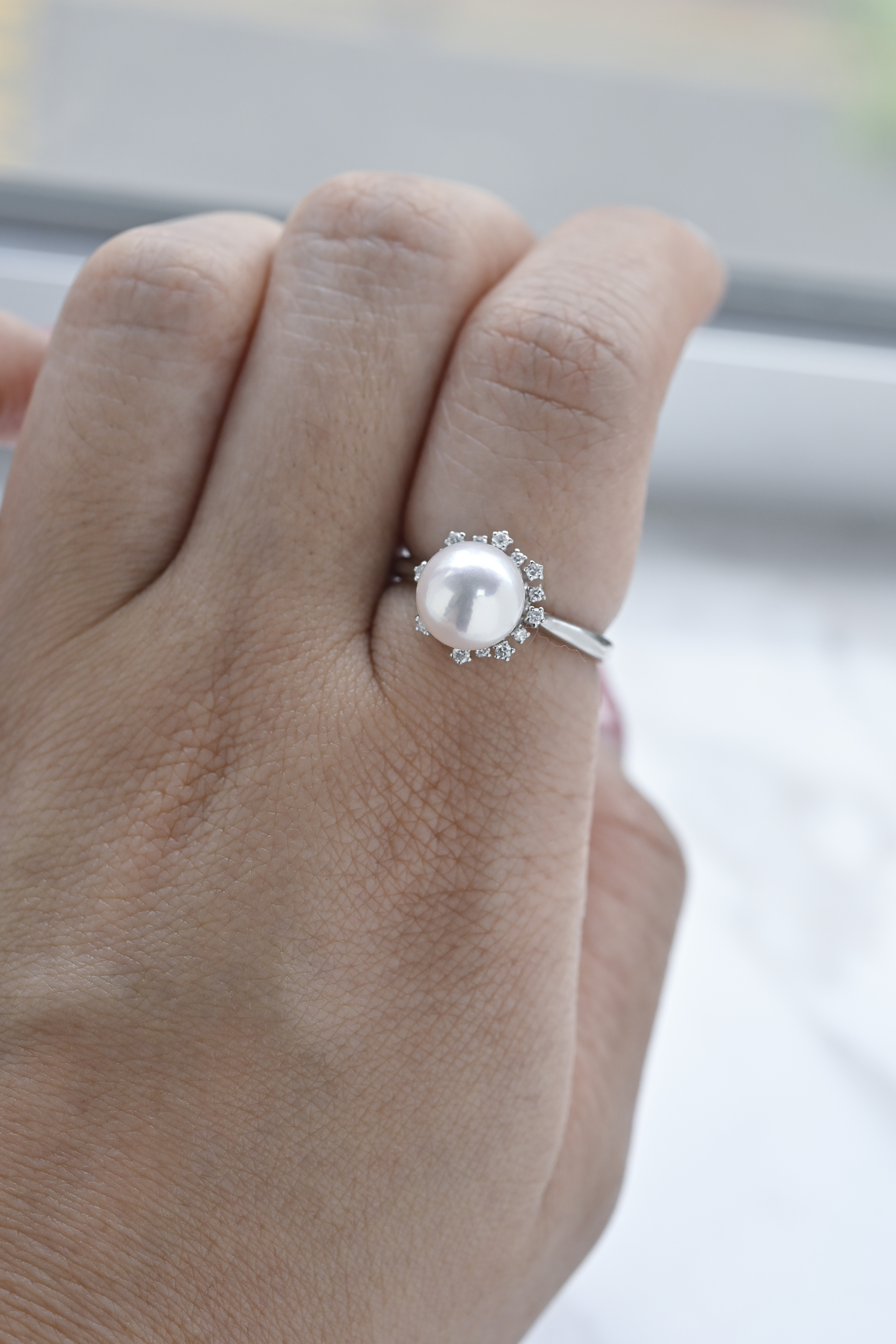 18K Akoya Pearl Diamond Ring