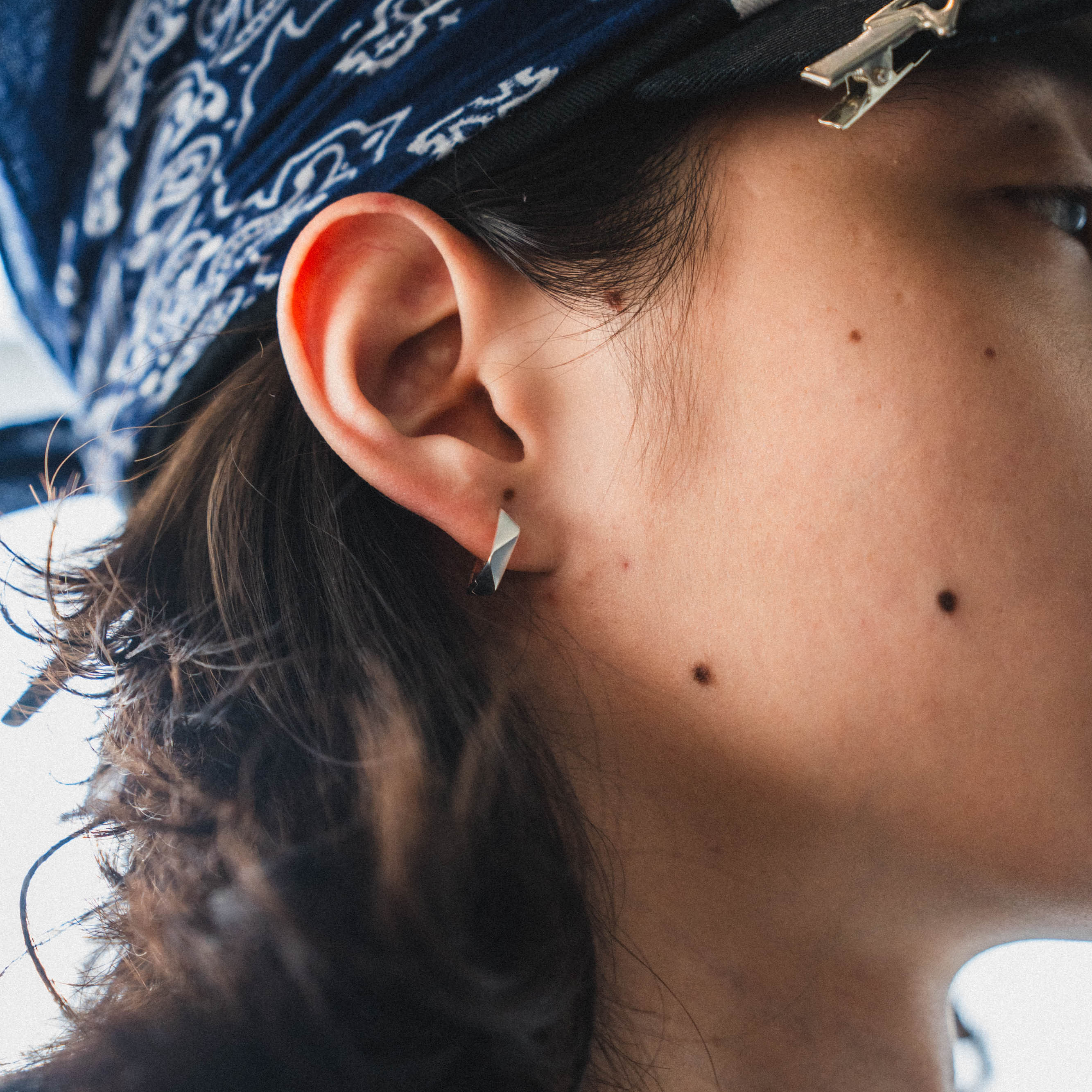 【BLUZ】R-115 純銀立體重面耳環