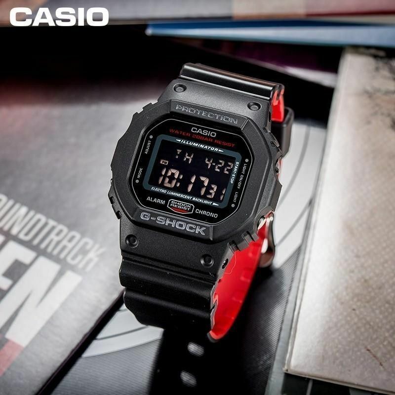 Casio G-Shock DW-5600HR-1 雙色錶帶 黑紅色 手錶  (香港行貨)