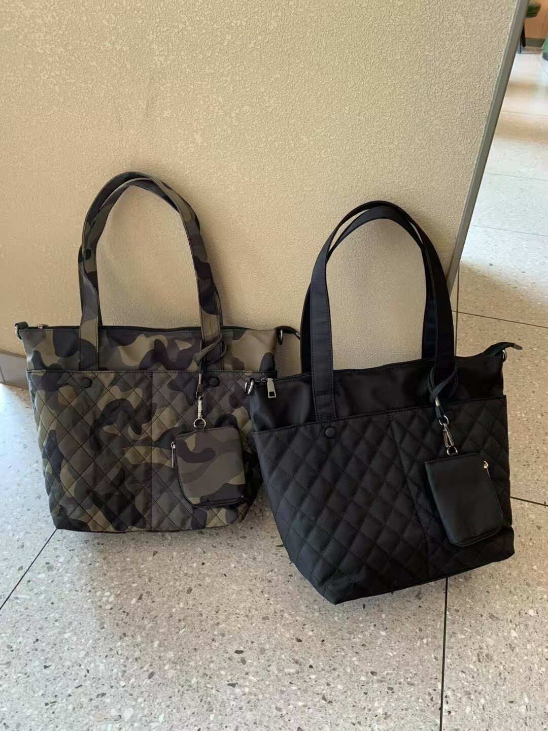 1828 格紋進口防潑水尼龍托特包