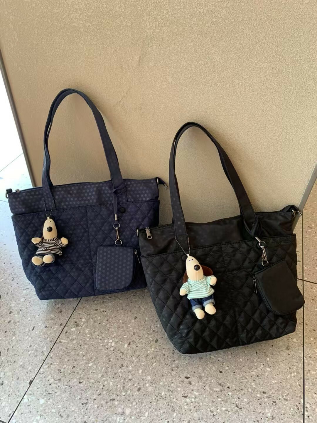 1828 格紋進口防潑水尼龍托特包