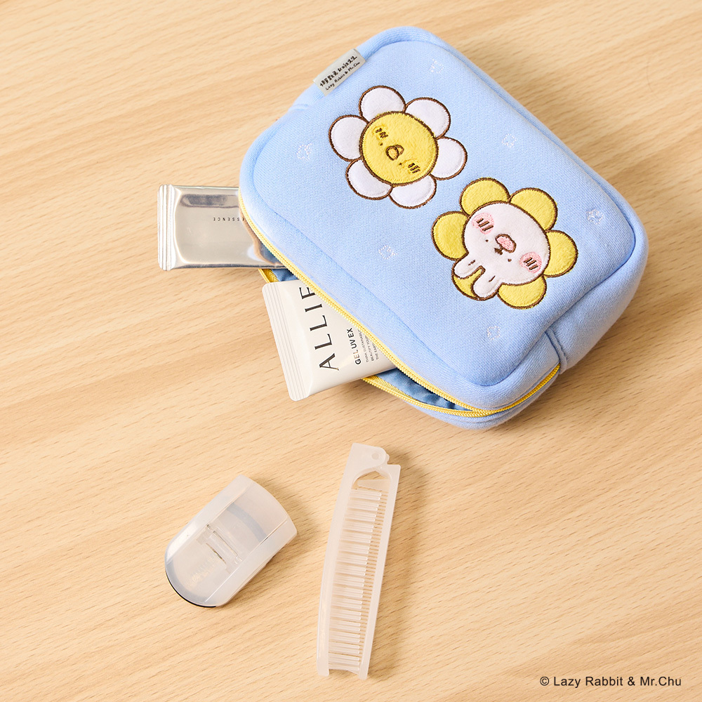 懶散兔與啾先生-花花收納包