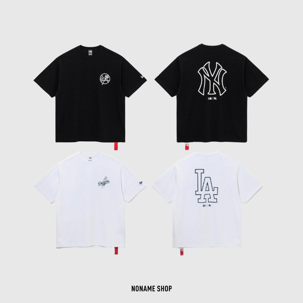 NEW ERA MLB LA 洛杉磯道奇/NY 洛杉磯道奇 線條 字母 短袖 兩色 (男款)