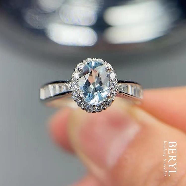 天然海藍寶石純銀戒(活圍)