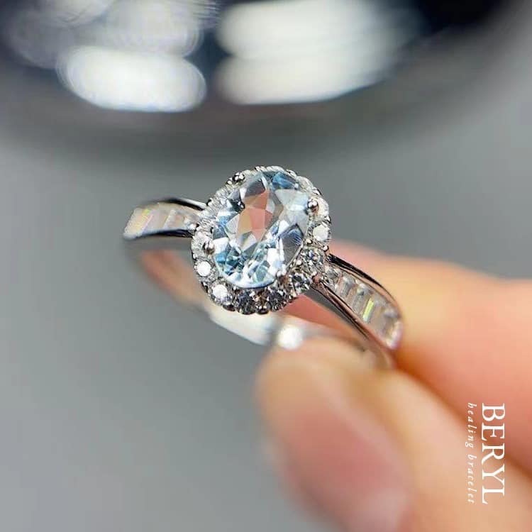 天然海藍寶石純銀戒(活圍)