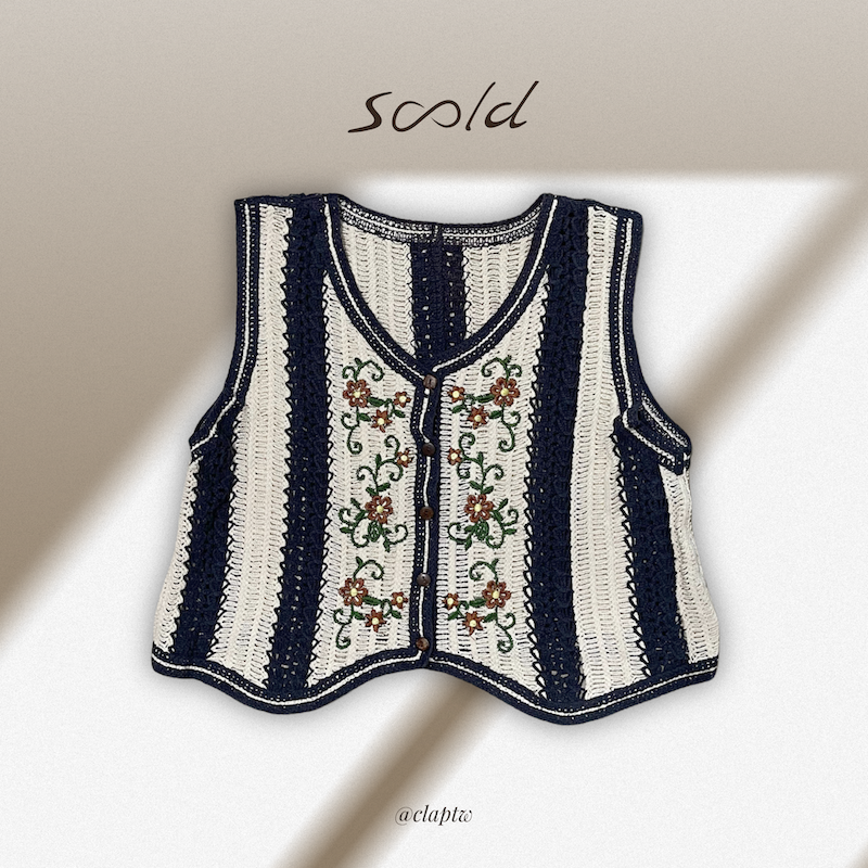 拼鉤花卉鉤織背心