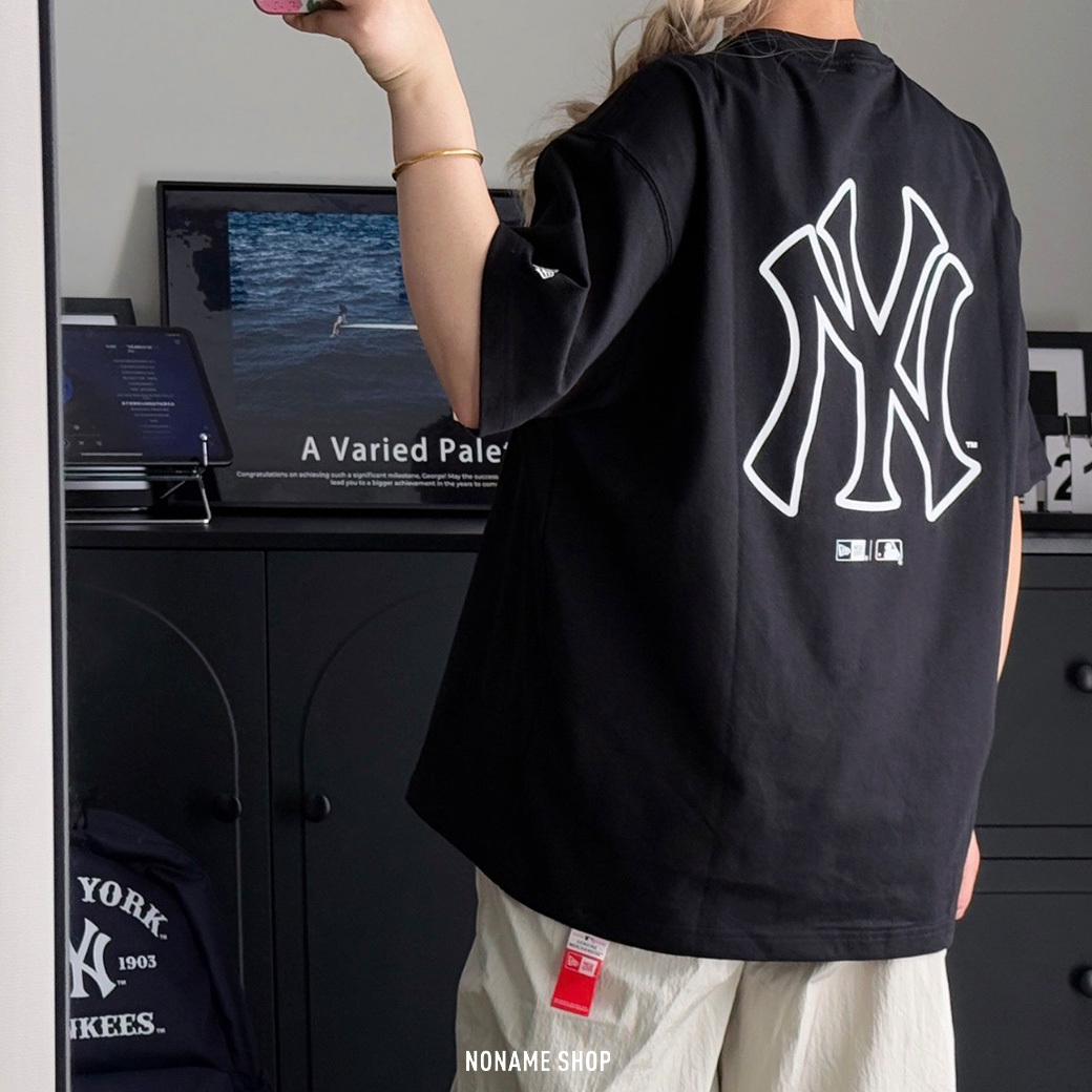 NEW ERA MLB LA 洛杉磯道奇/NY 洛杉磯道奇 線條 字母 短袖 兩色 (男款)